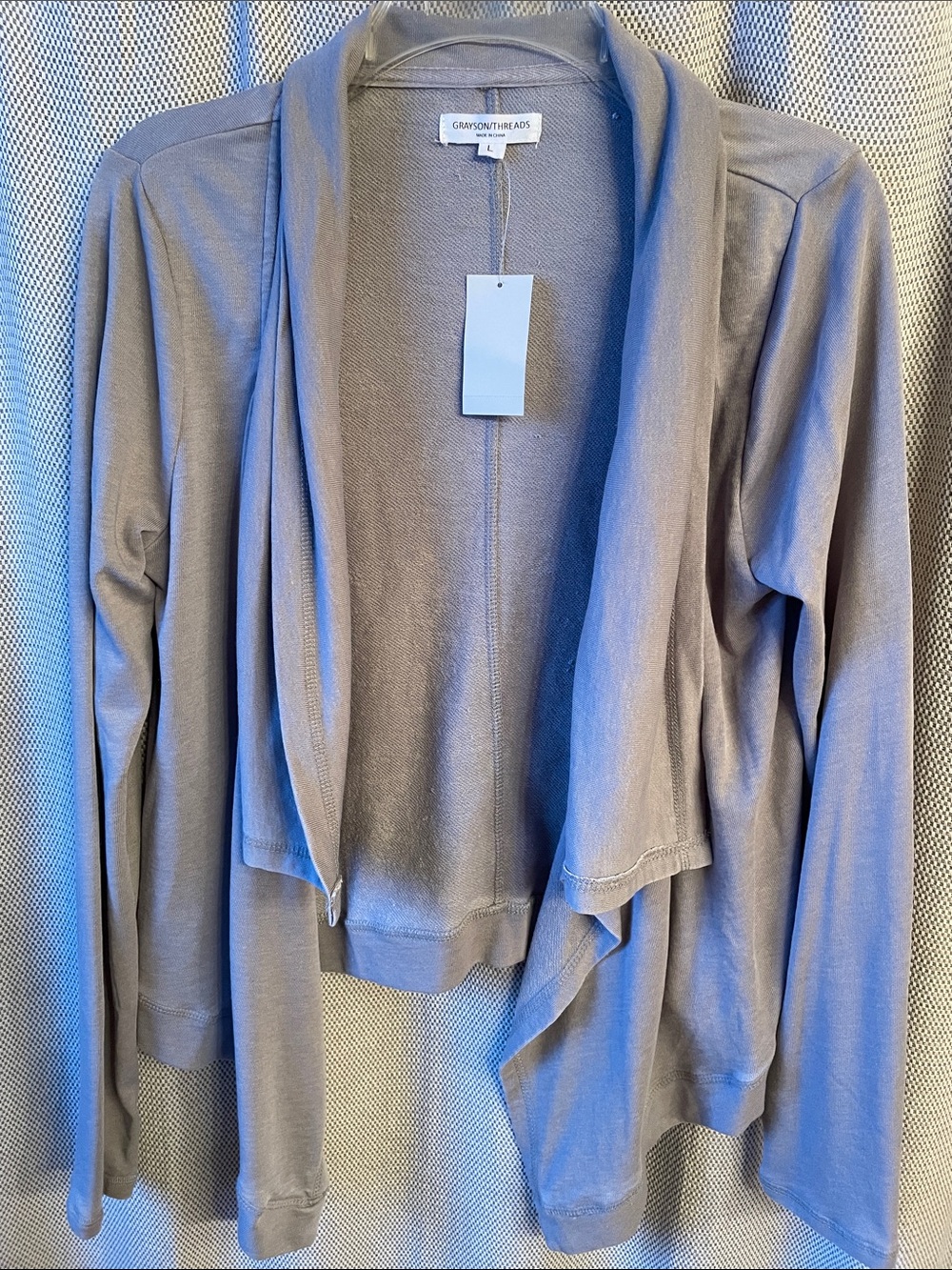 Grayson Threads Women's Gray Draped Open-Front Cardigan